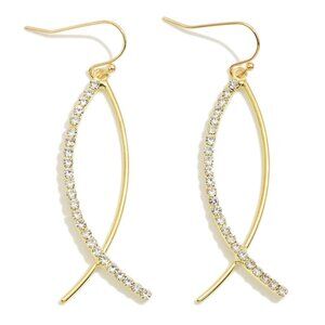 NWTBOUTIQUE Rhinestone Studded Ichthys Drop Earrings